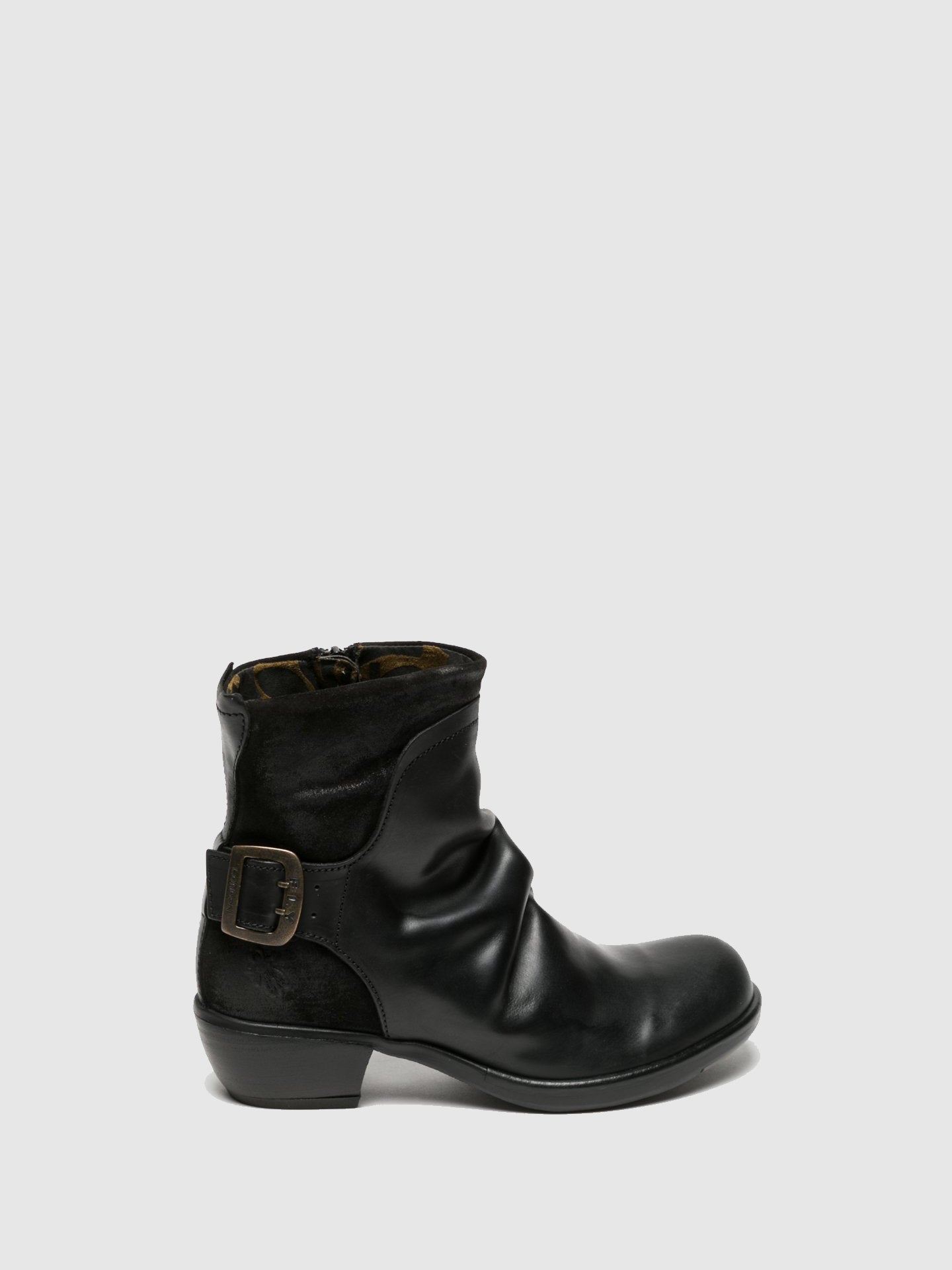 Fly London Black Buckle Ankle Boots
